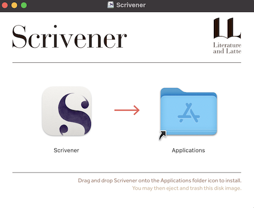 将 Scrivener 拖入应用程序文件夹