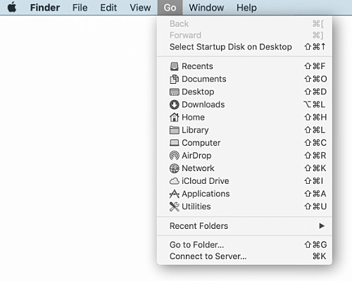 Finder 中的前往文件夹