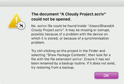 Scrivener 常见同步错误提示