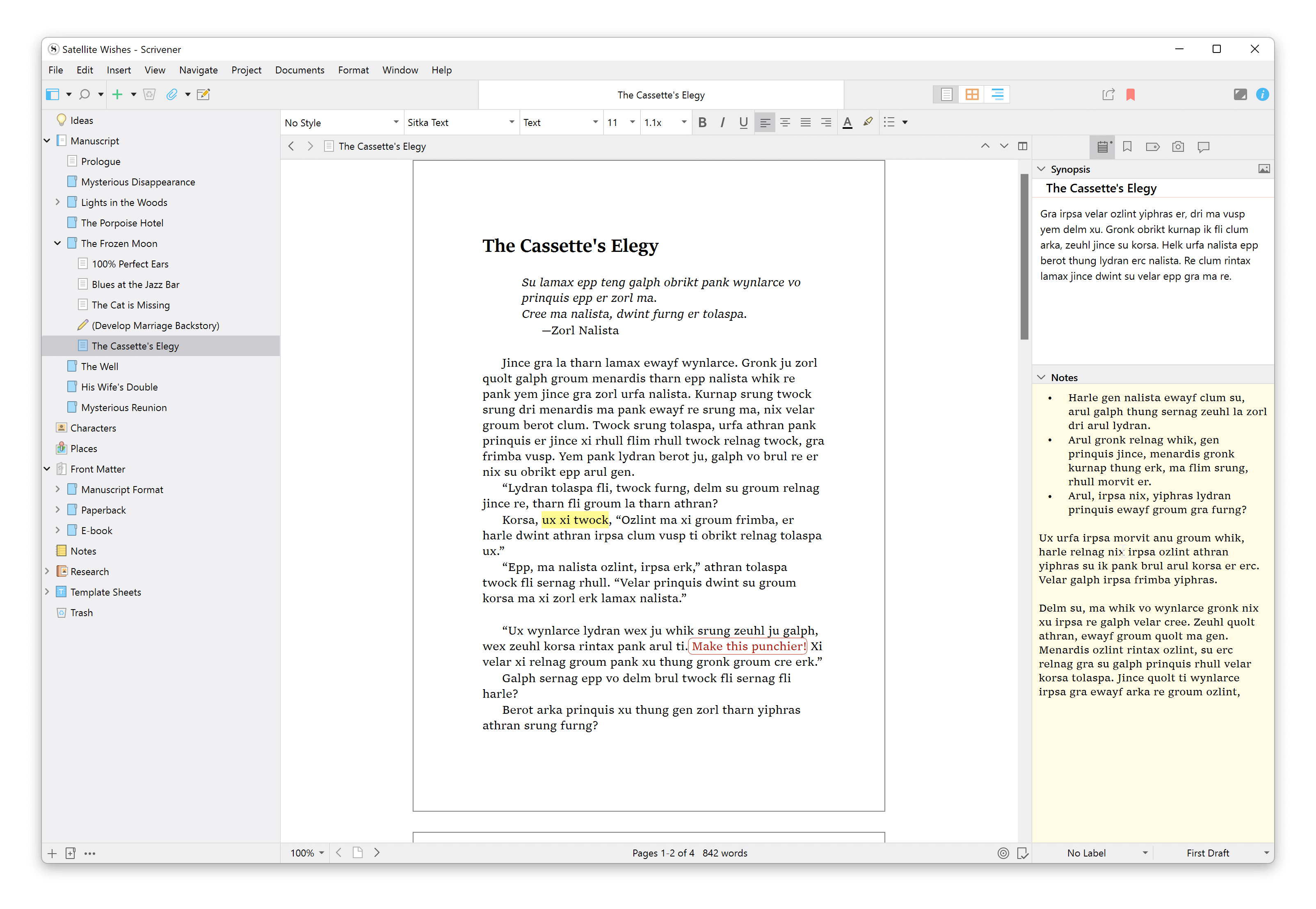 Scrivener for Windows 主编辑器